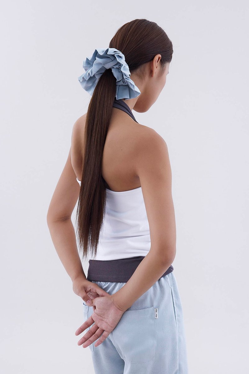 Pleated Crepe Sateen Oversized Scrunchie