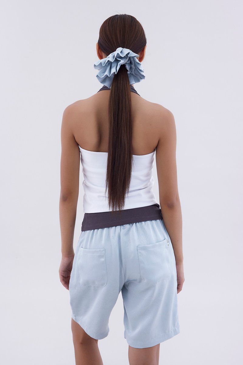 Pleated Crepe Sateen Oversized Scrunchie