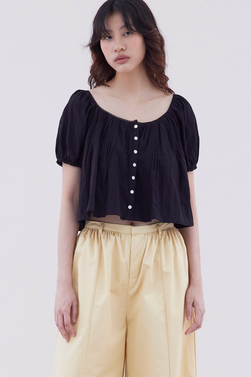 Joellea Scoop-Neck Lace-Trim Blouse