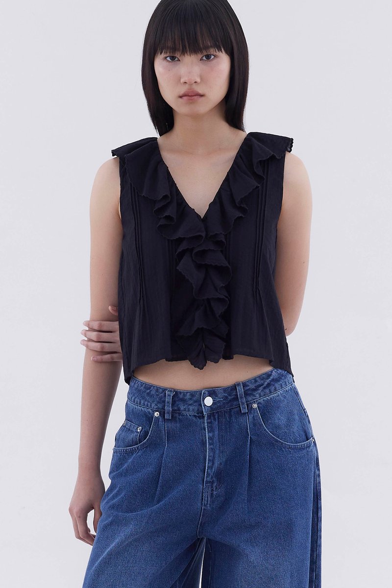 Olivie Ruffle Neck Top