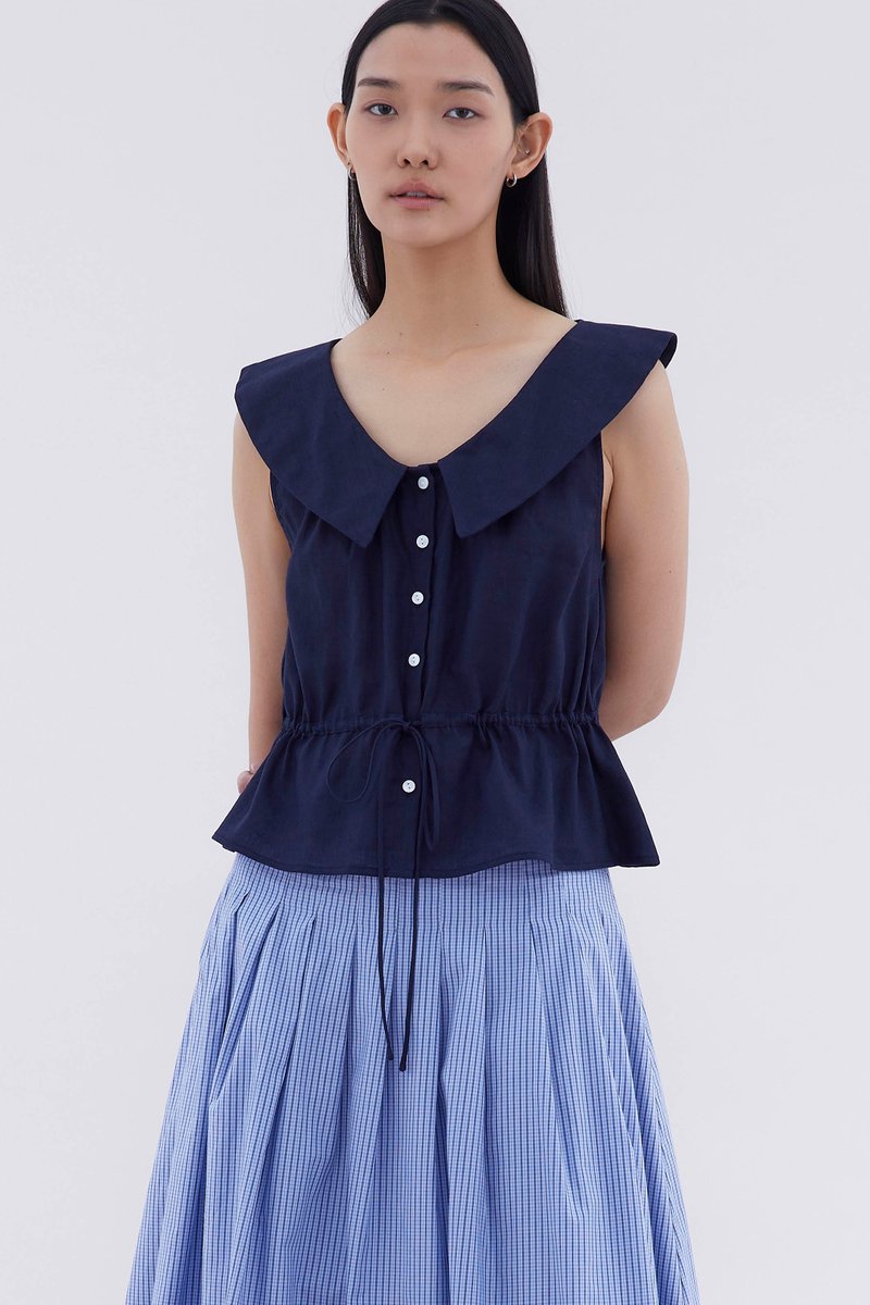 Arely Collared Drawstring Top
