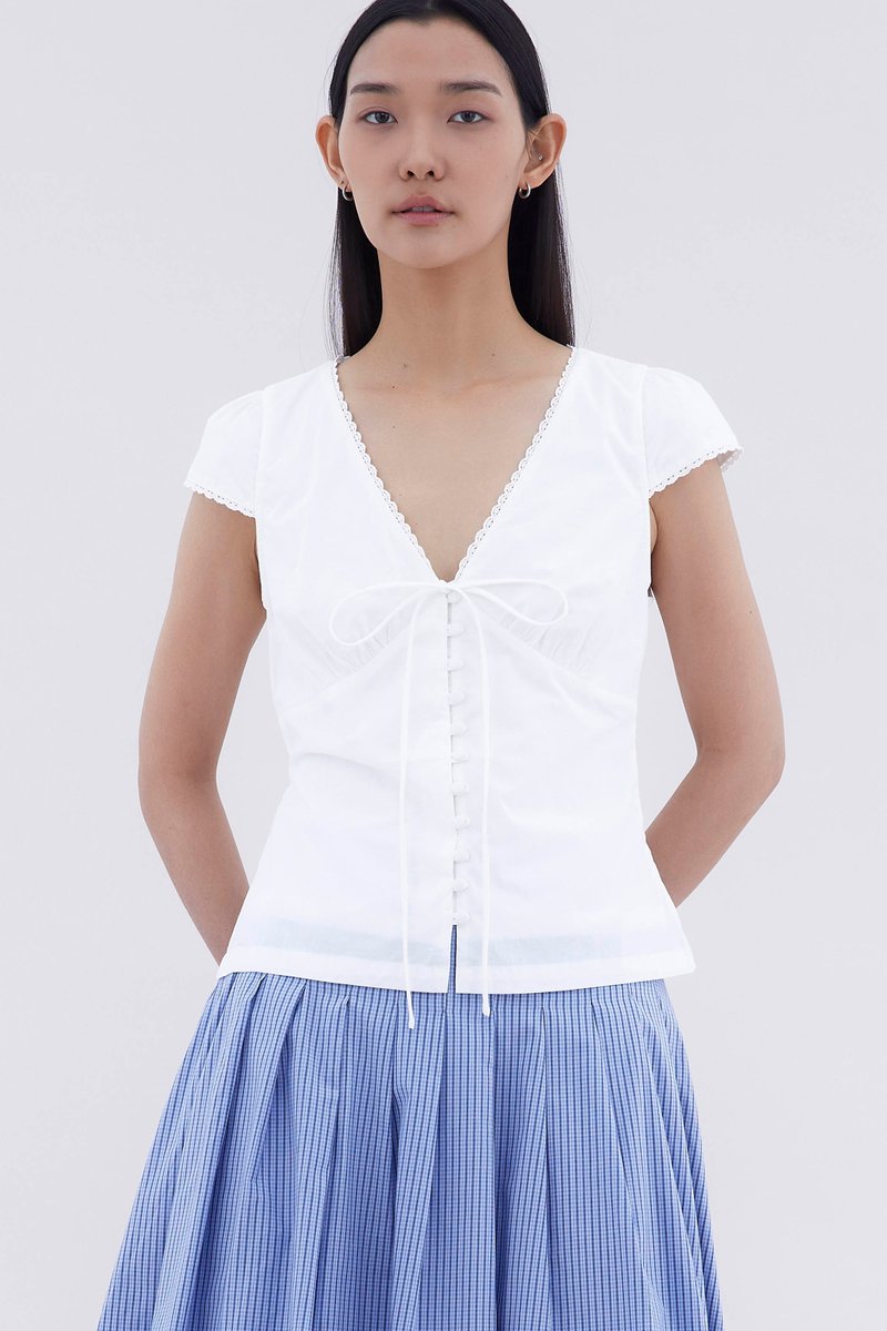 Mariette Lace Trim Fitted Blouse Mariette Lace Trim Fitted Blouse