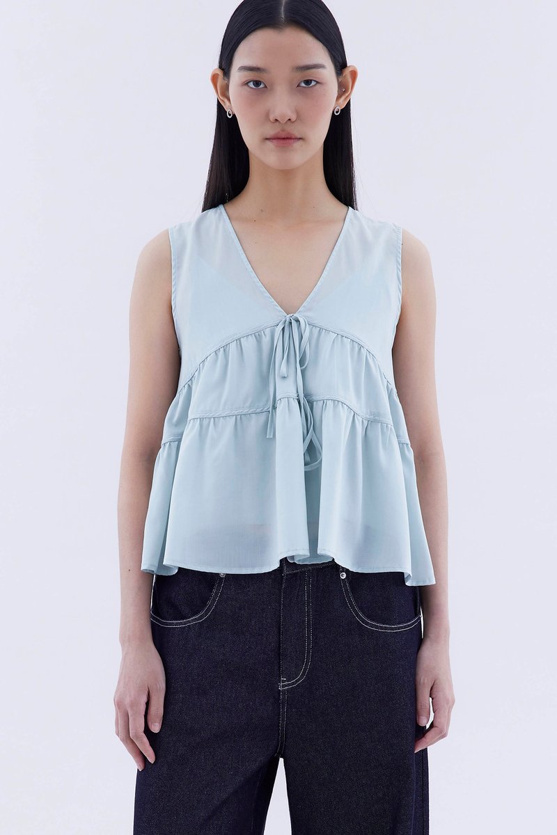 Fernella Ribbon-Tiered Top