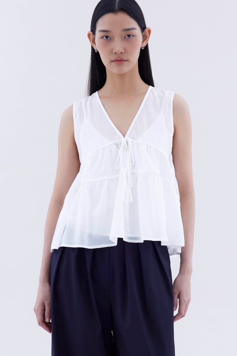 Fernella Ribbon-Tiered Top