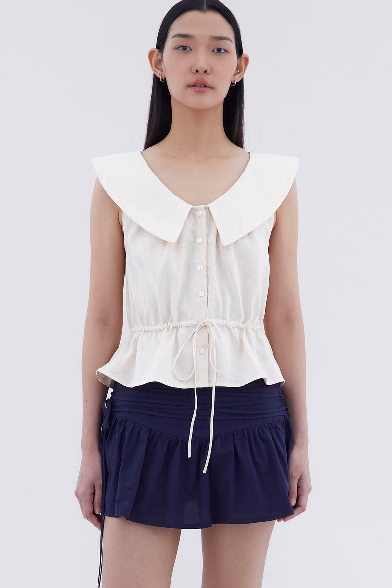 Arely Collared Drawstring Top Arely Collared Drawstring Top