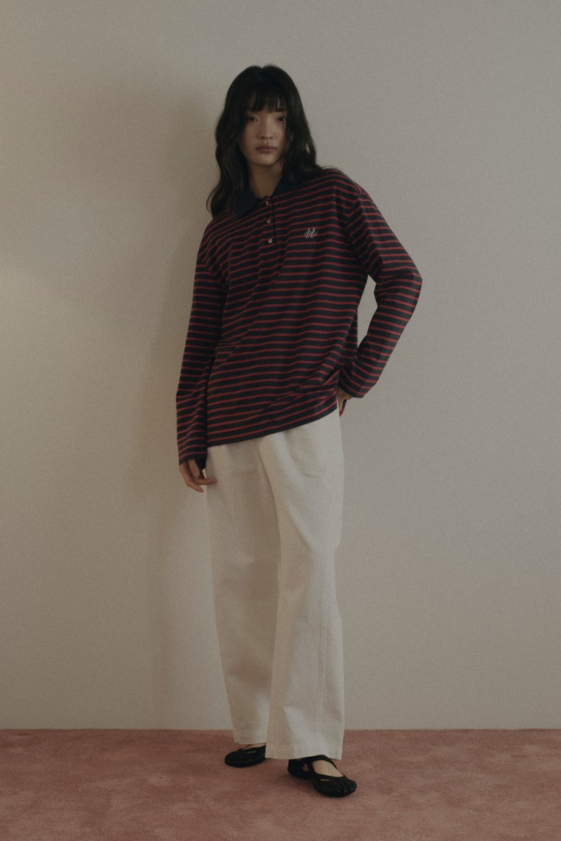 Long Sleeve Striped Polo Shirt