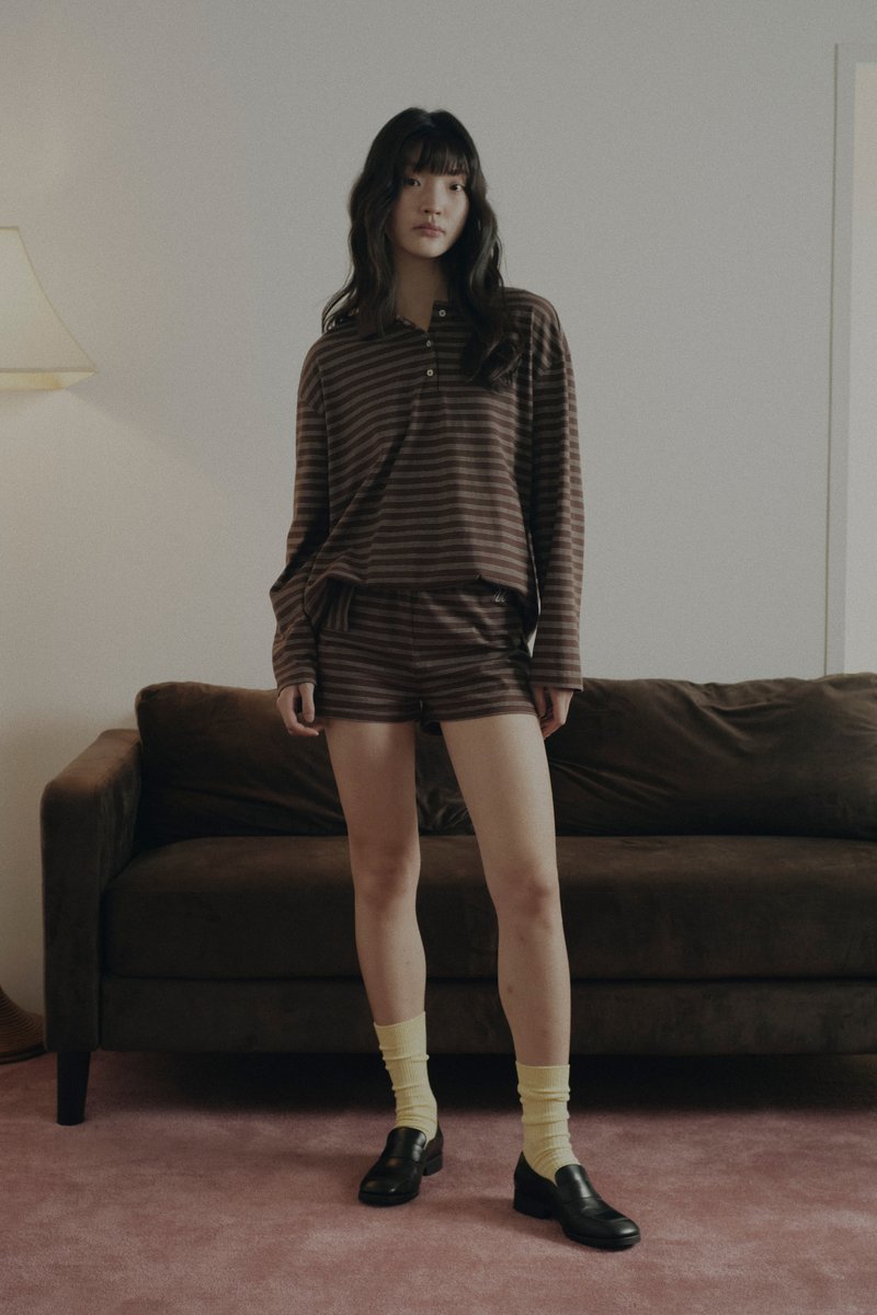 Long Sleeve Striped Polo Shirt