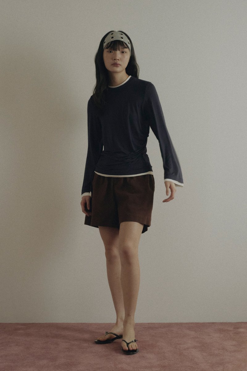 Long Sleeve Contrast Trim Top