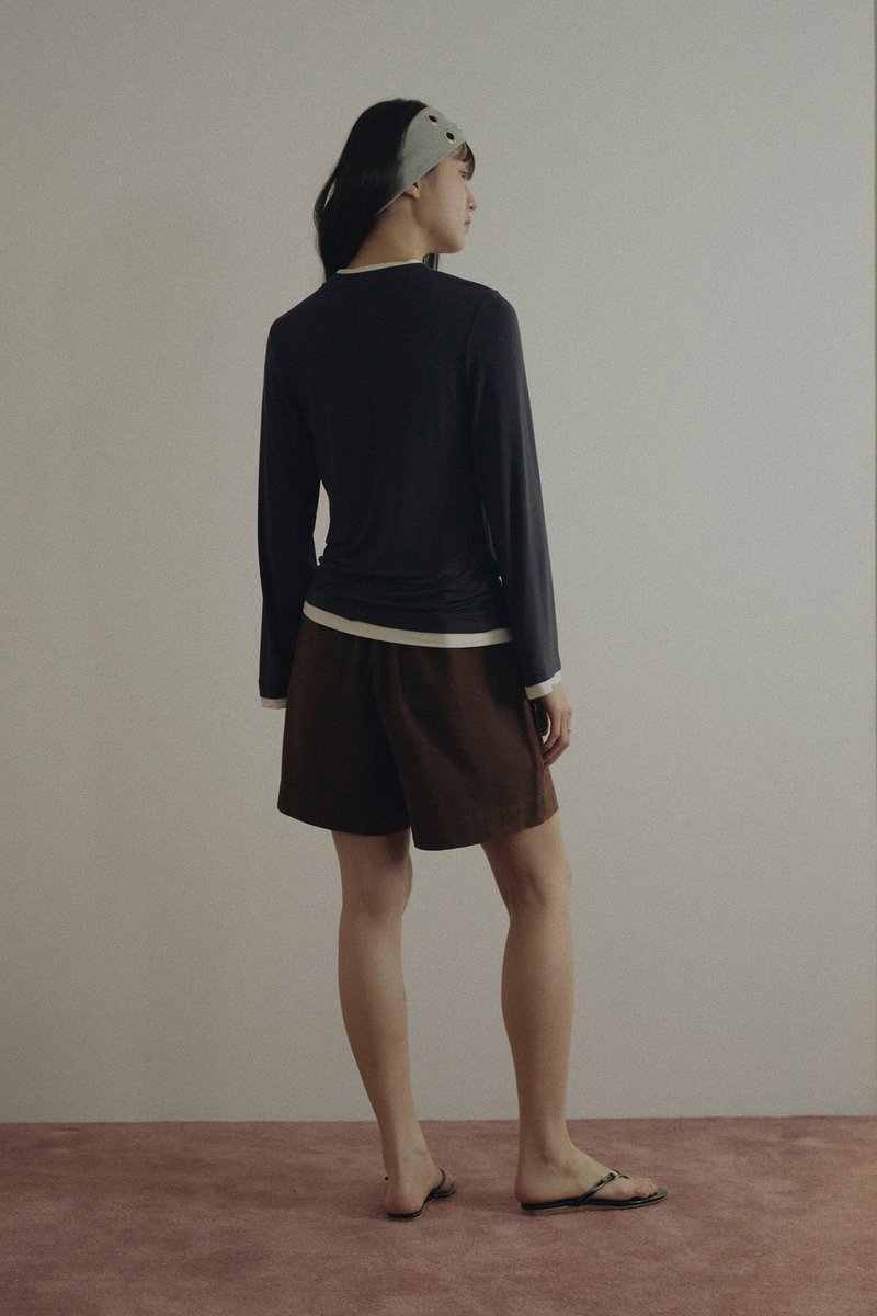 Long Sleeve Contrast Trim Top