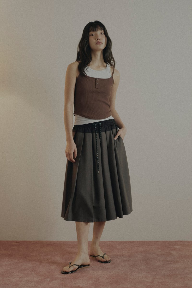 Pleated Drawstring Skirt