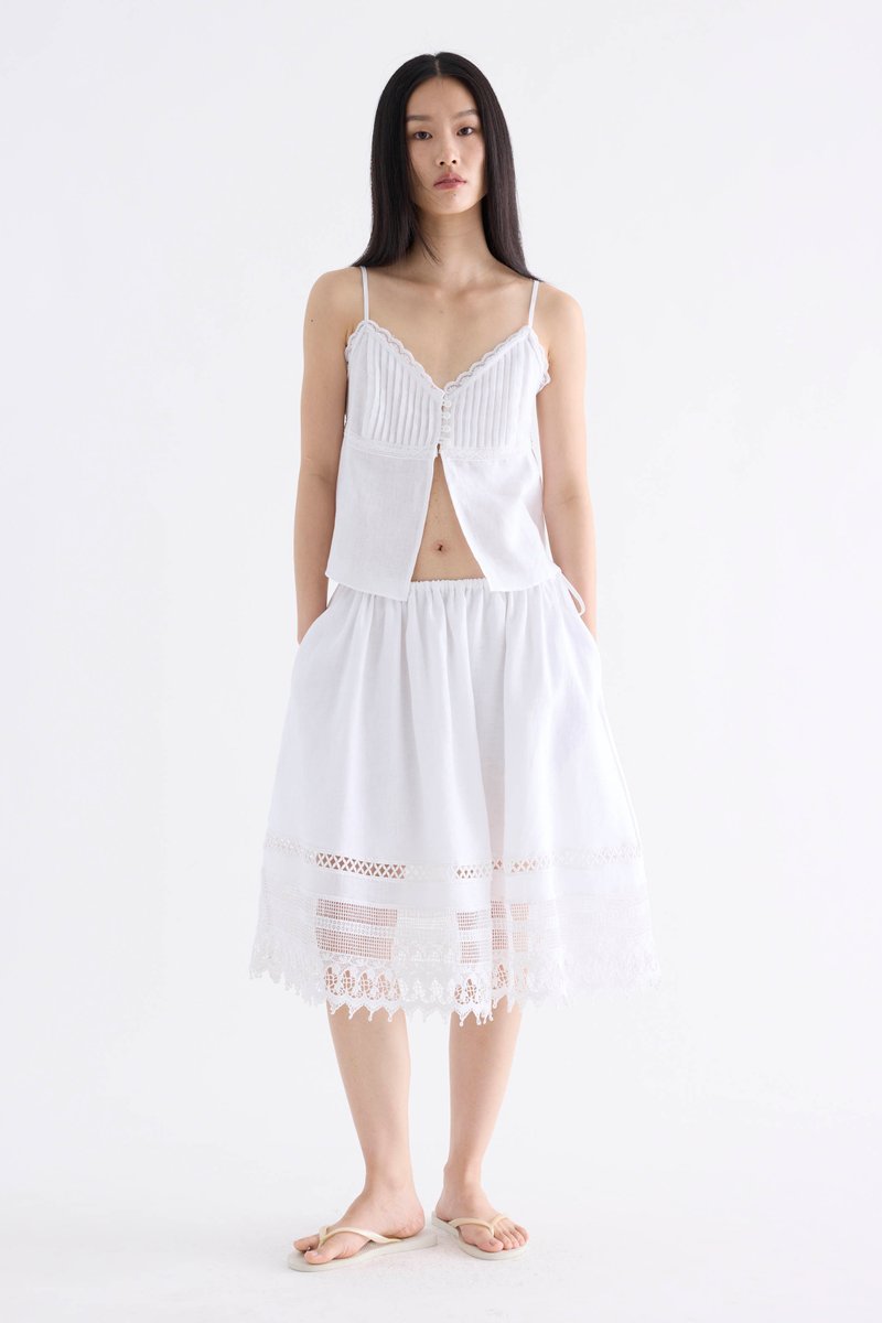 Beatrice Crochet-Trim Midi Skirt