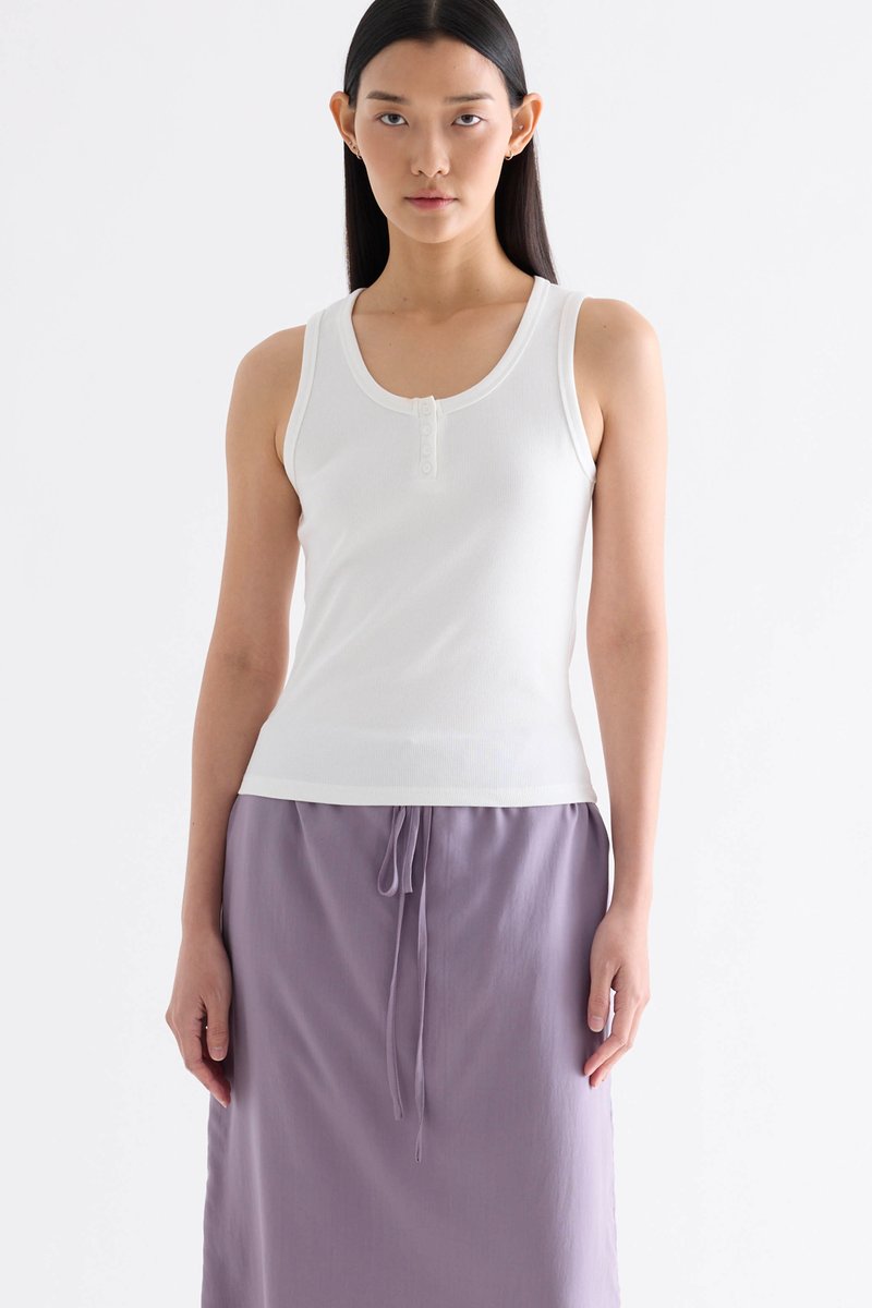 Milene Ribbed Half-Button Tank