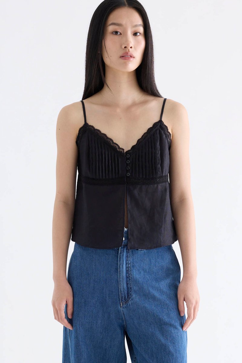 Mia Pleated Split-Front Top