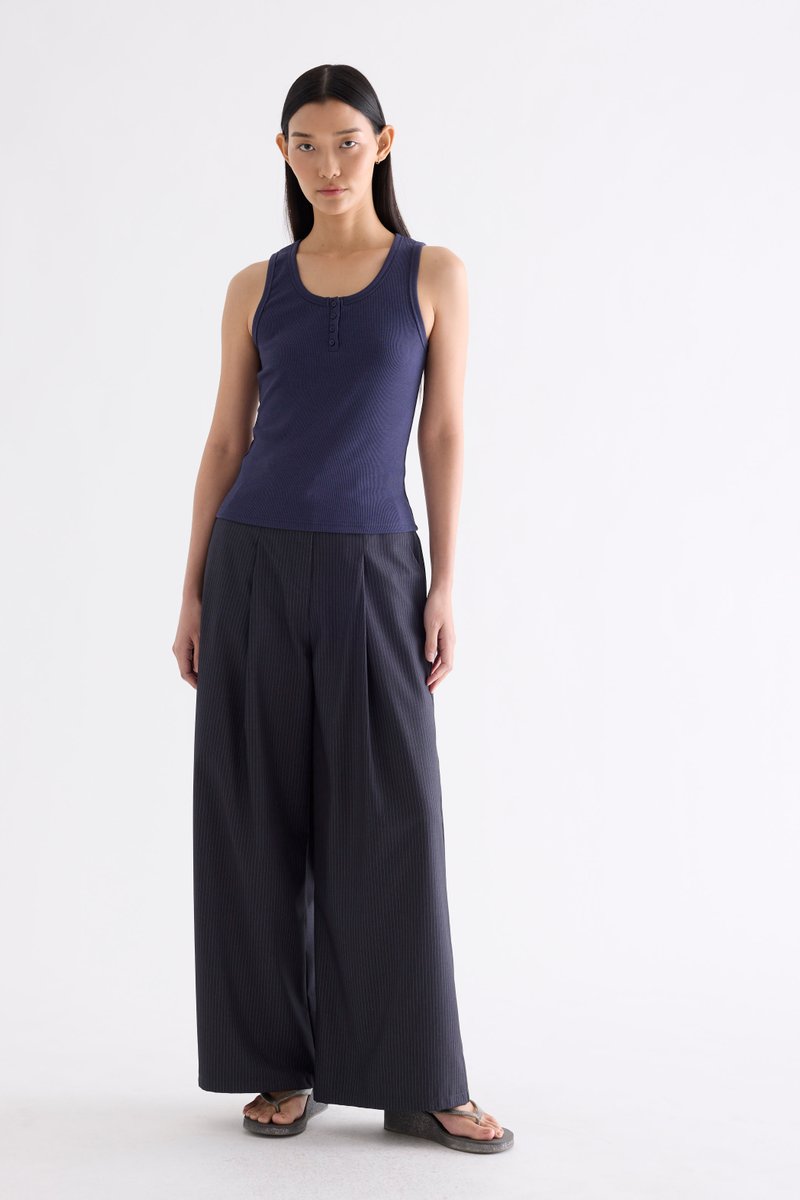 Milene Ribbed Half-Button Tank