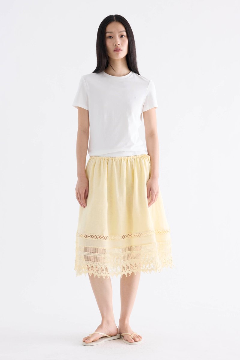 Beatrice Crochet-Trim Midi Skirt