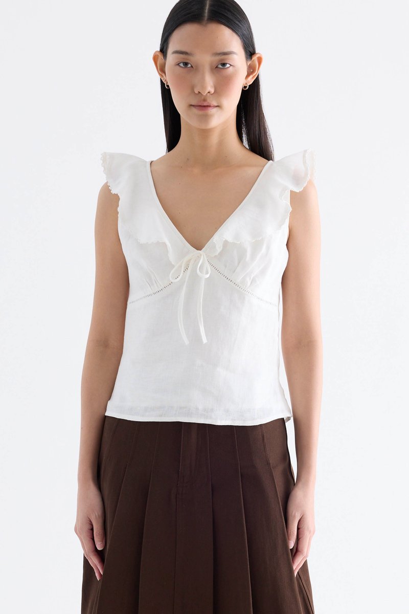 Quincy Ruffle-Collar Bustier Top