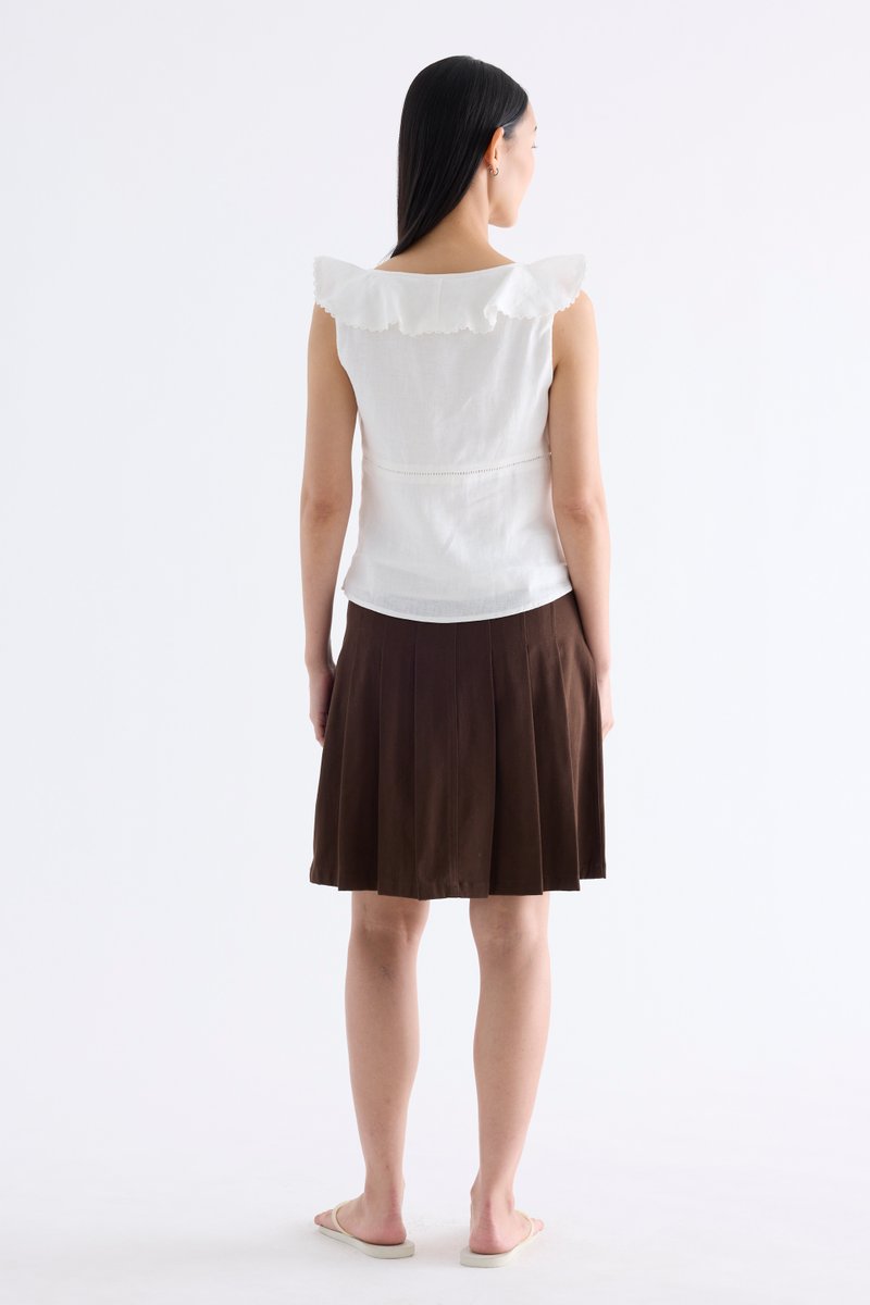 Quincy Ruffle-Collar Bustier Top