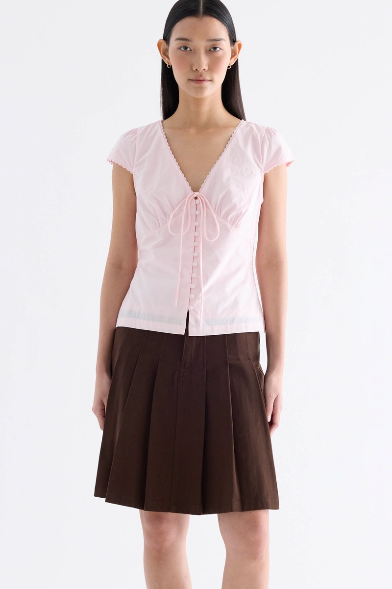 Mariette Lace Trim Fitted Blouse