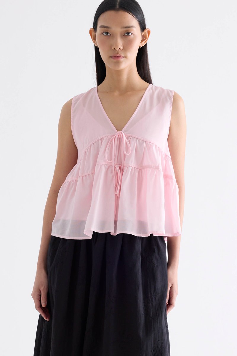 Fernella Ribbon-Tiered Top