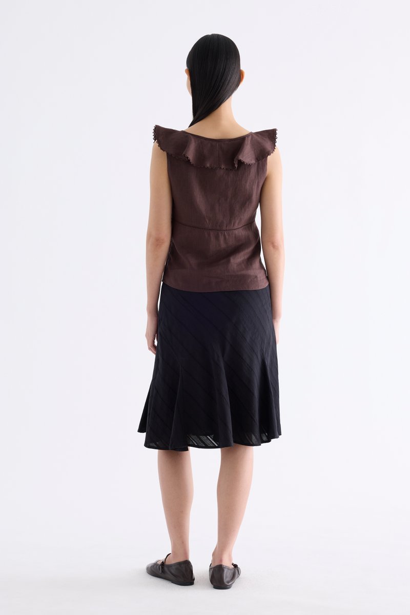 Quincy Ruffle-Collar Bustier Top