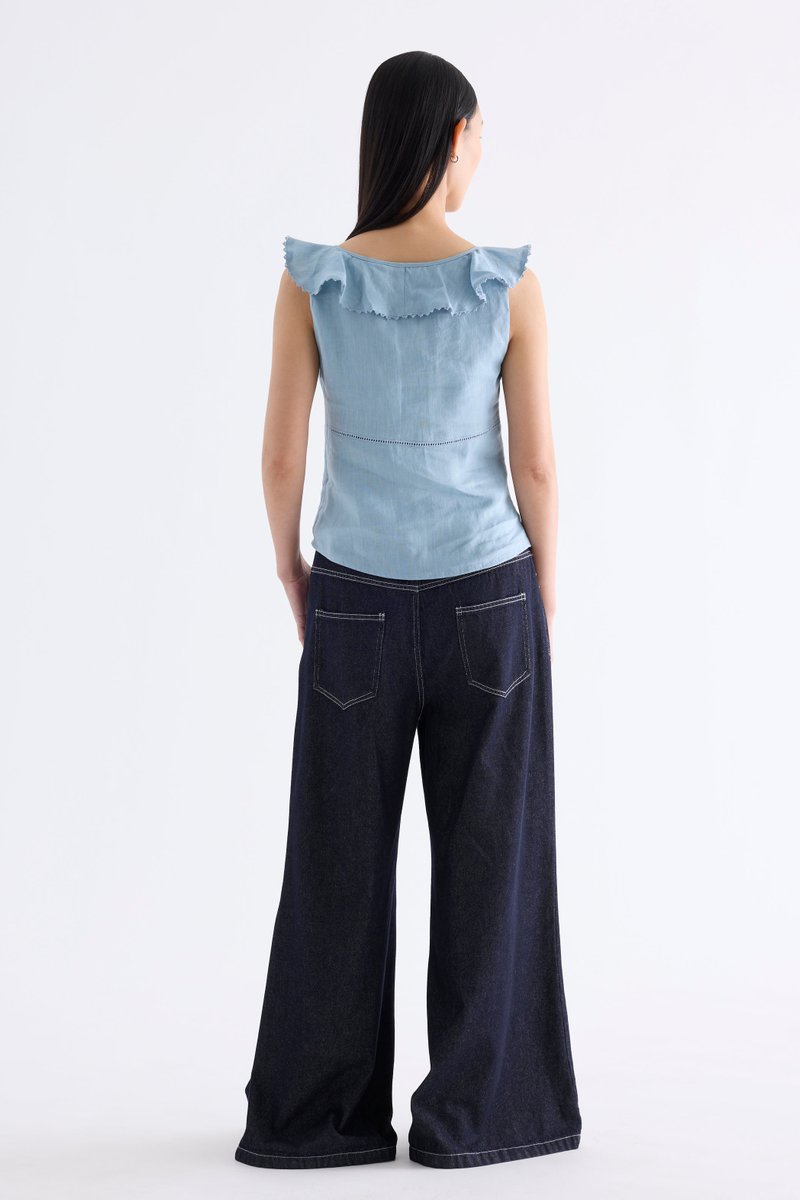 Quincy Ruffle-Collar Bustier Top