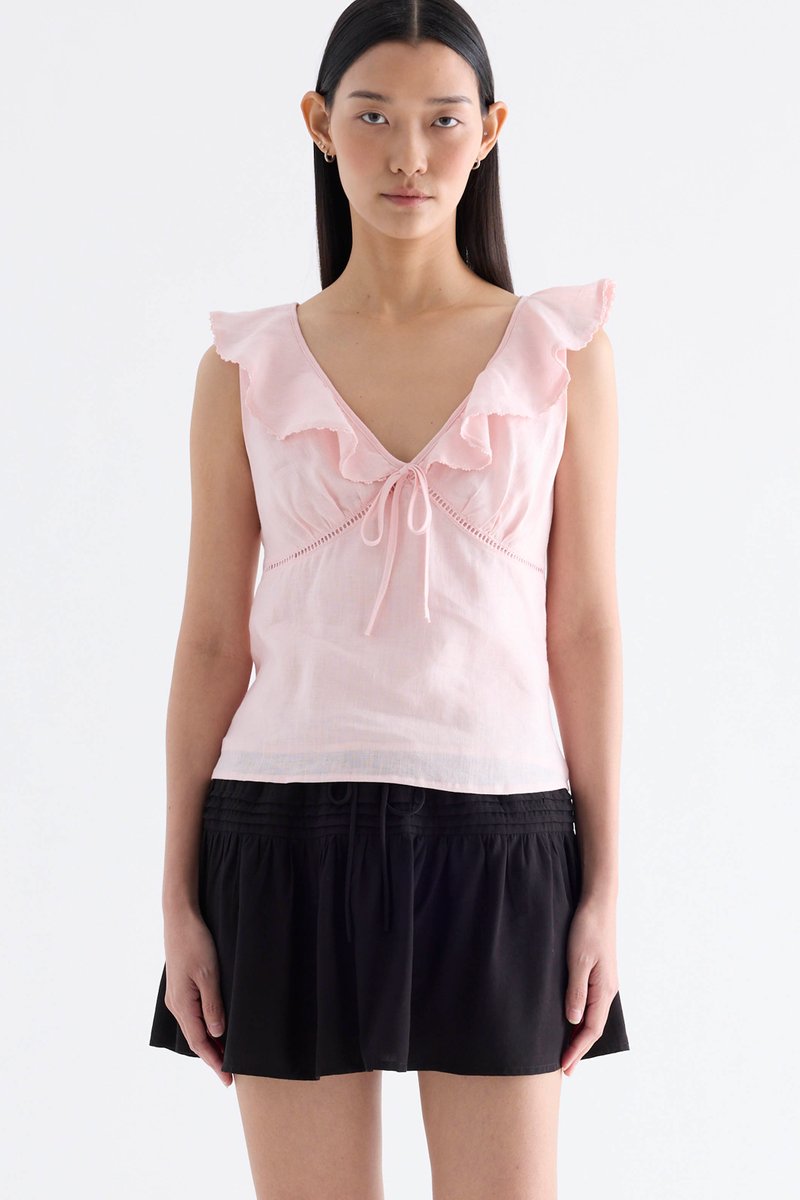 Quincy Ruffle-Collar Bustier Top