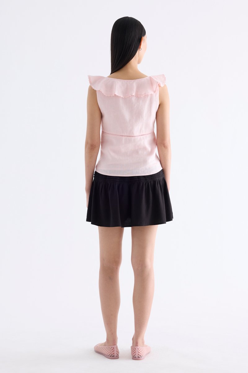 Quincy Ruffle-Collar Bustier Top