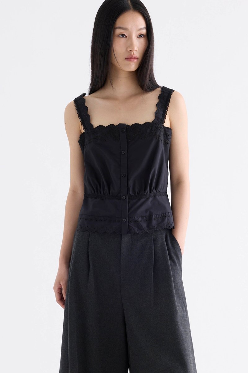 Elle Lace Button-Down Top