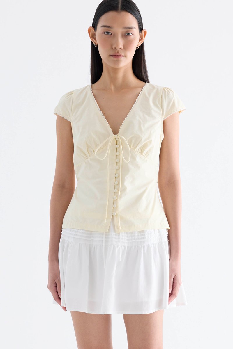Mariette Lace Trim Fitted Blouse