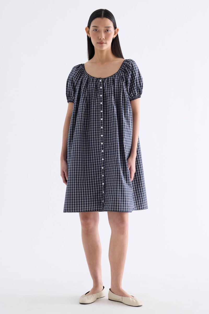 Arlette Scoop-Neck Lace-Trim Dress