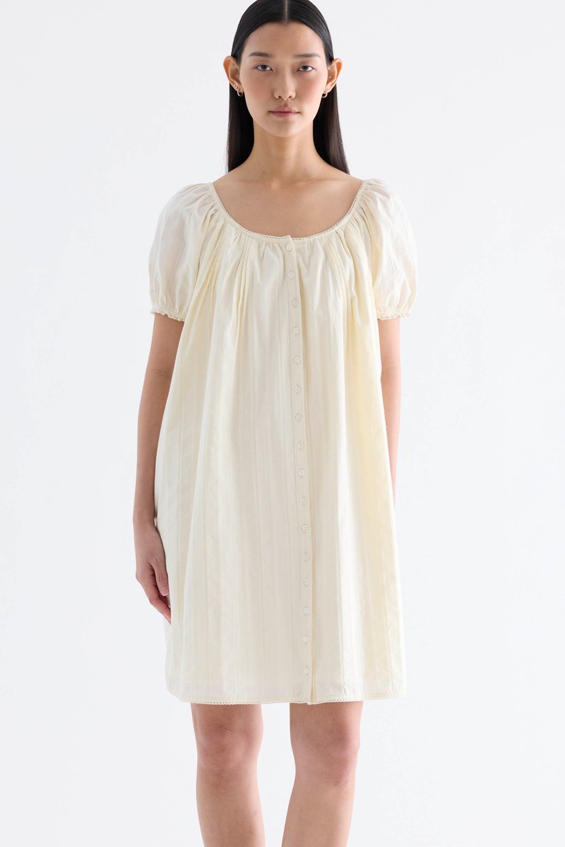 Arlette Scoop-Neck Lace-Trim Dress