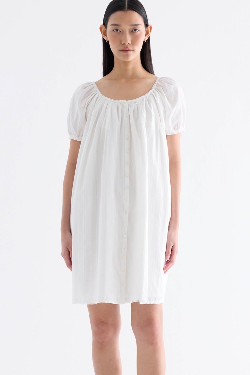 Arlette Scoop-Neck Lace-Trim Dress