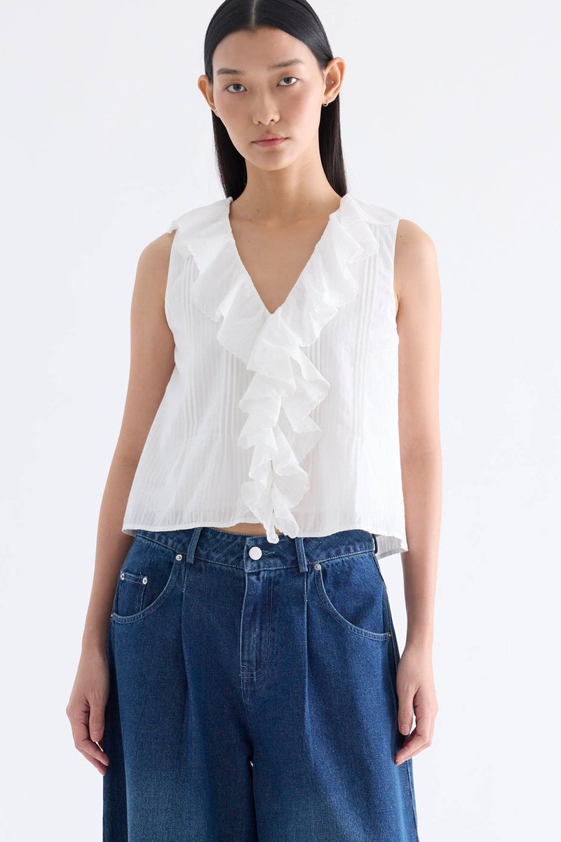 Olivie Ruffle Neck Top