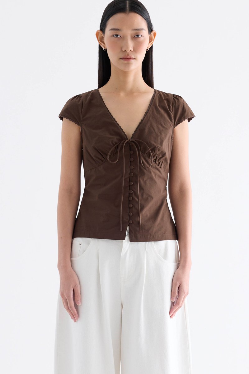 Mariette Lace Trim Fitted Blouse