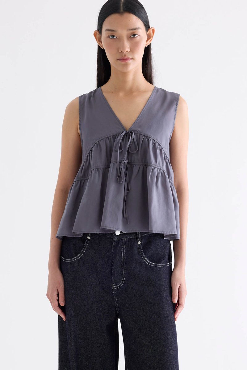 Fernella Ribbon-Tiered Top