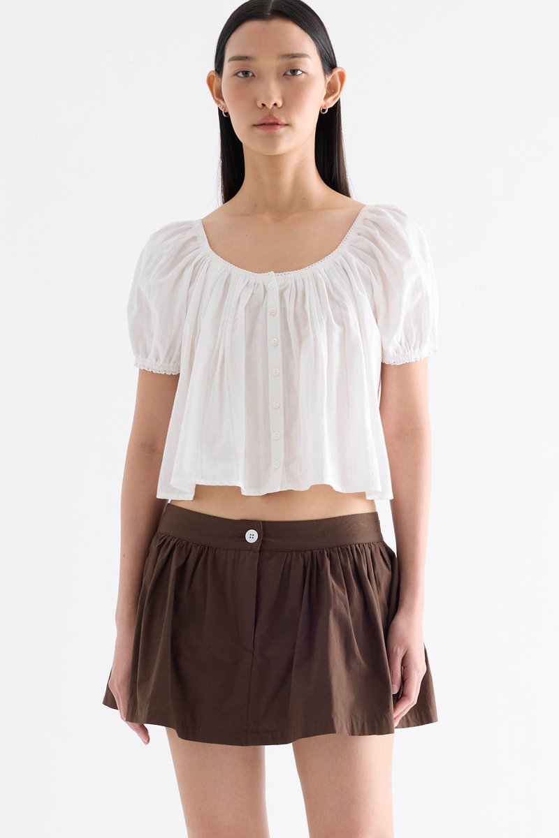 Joellea Scoop-Neck Lace-Trim Blouse