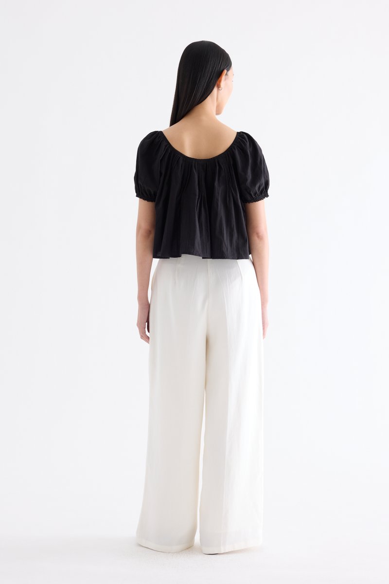 Joellea Scoop-Neck Lace-Trim Blouse