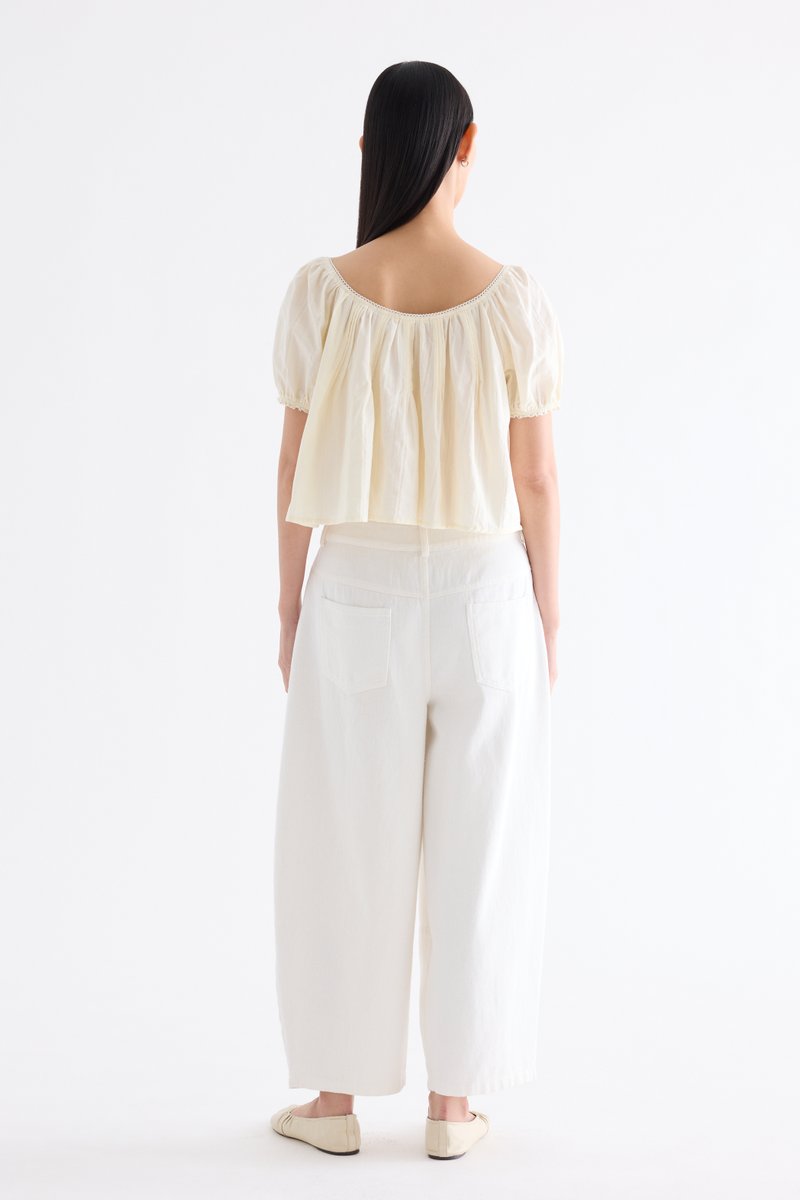 Joellea Scoop-Neck Lace-Trim Blouse