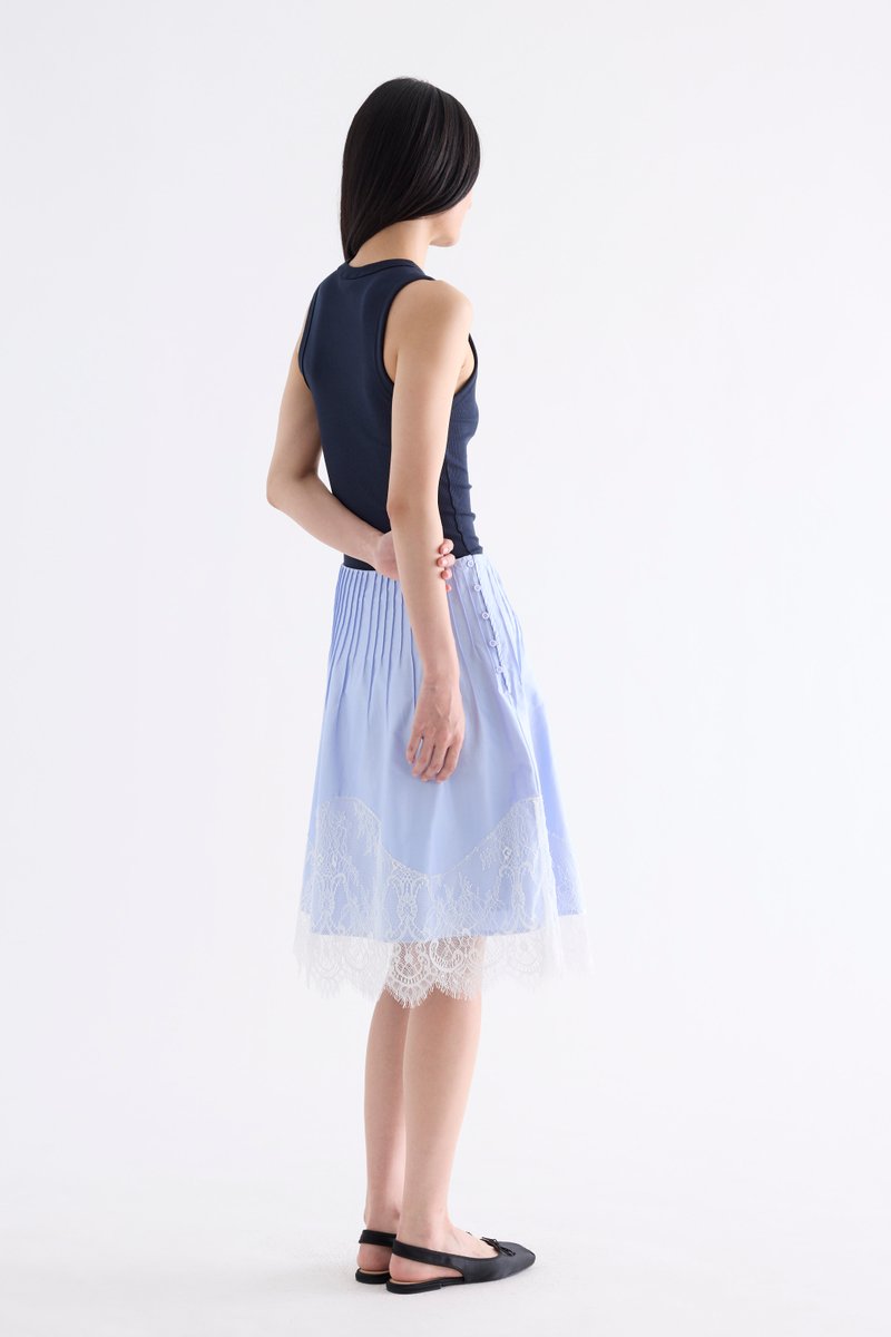 Eve Pleated Lace-Trim Skirt