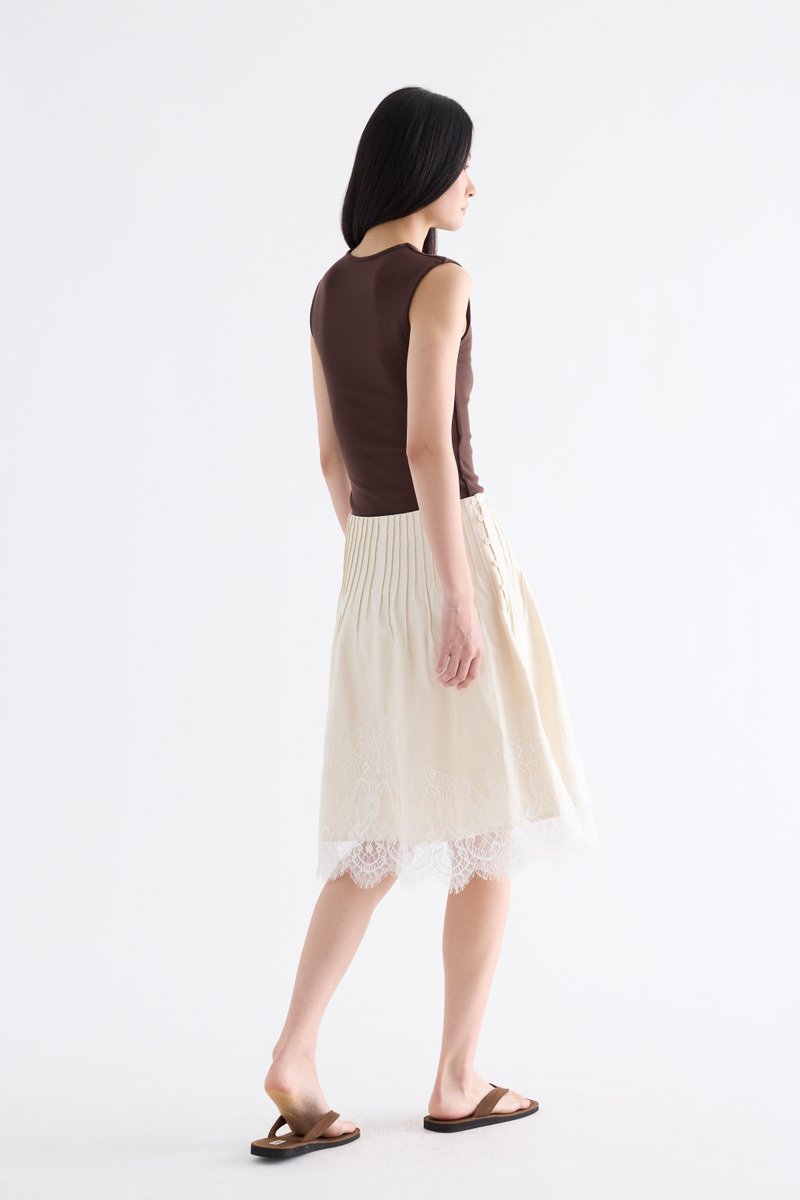 Eve Pleated Lace-Trim Skirt