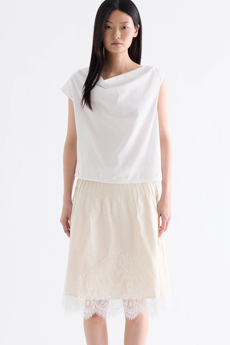 Grace Buttoned Cowl-Neck Top