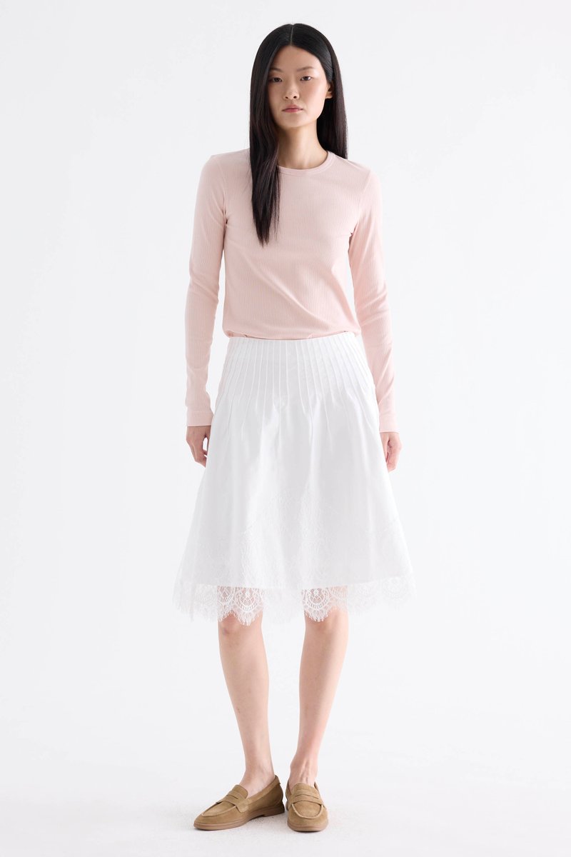 Eve Pleated Lace-Trim Skirt