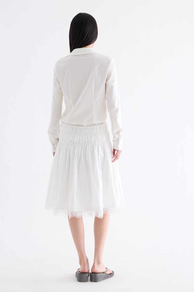 Bambi Shirred Lace-Trim Skirt