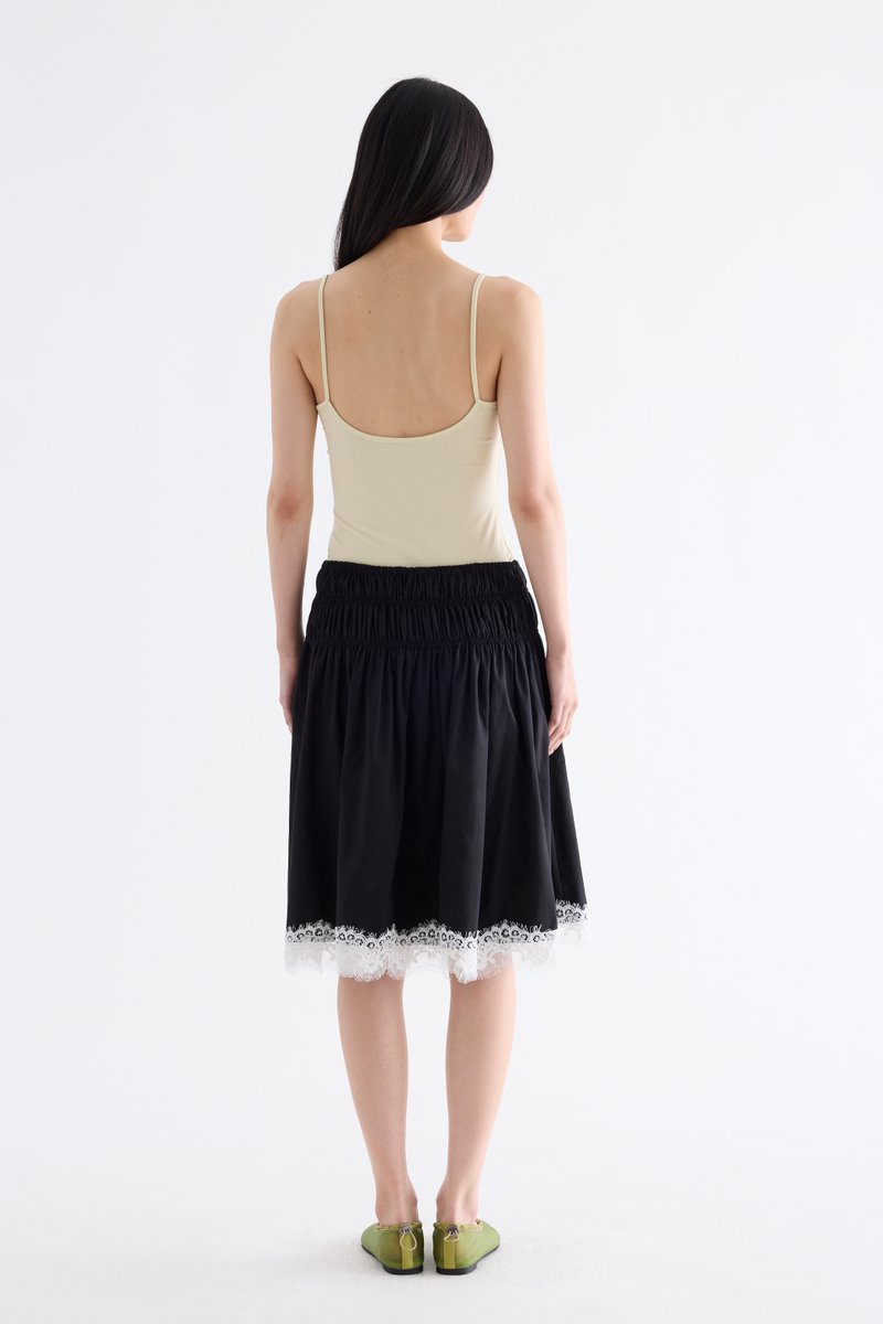 Bambi Shirred Lace-Trim Skirt