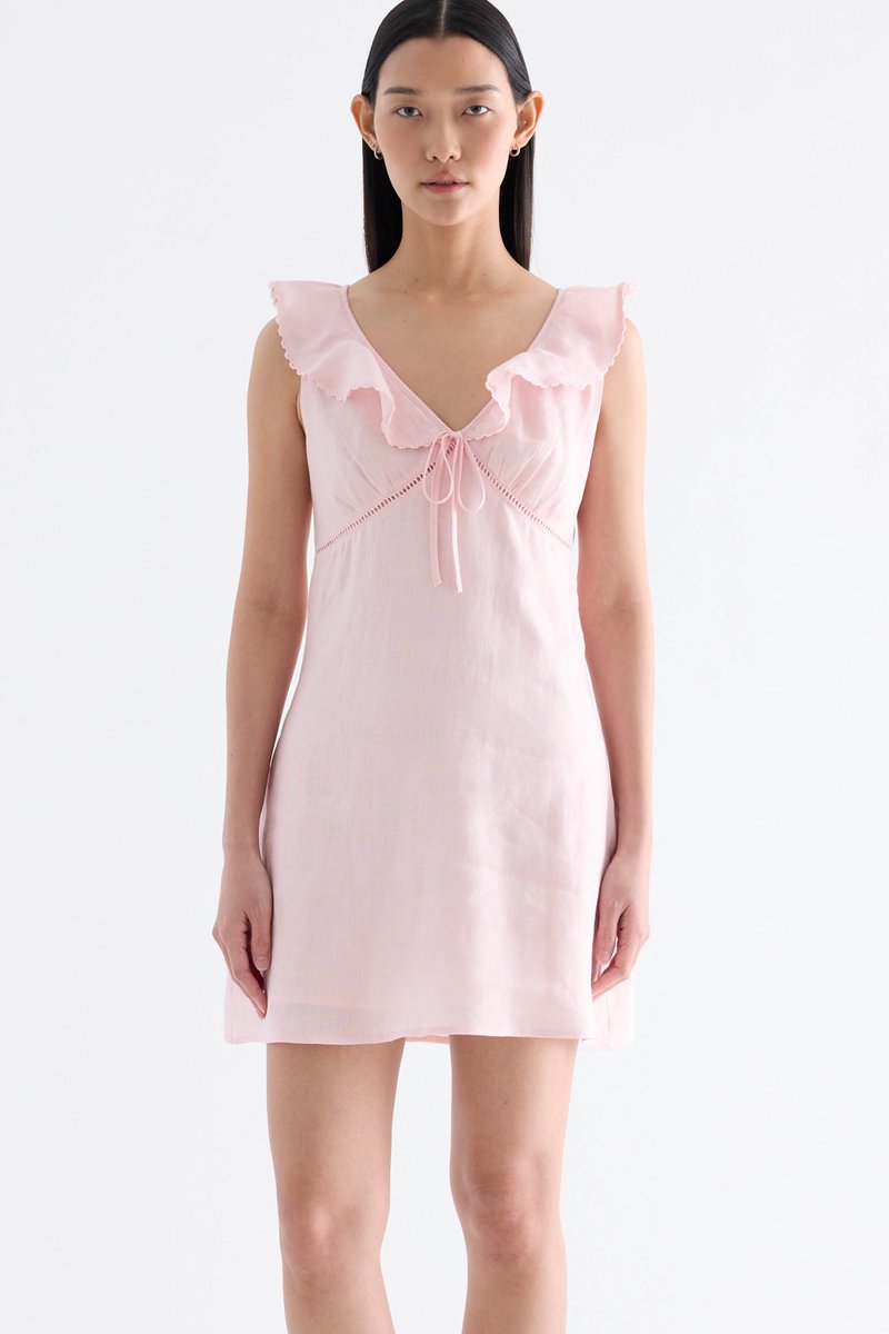 Klaria Ruffle-Collar Bustier Short Dress