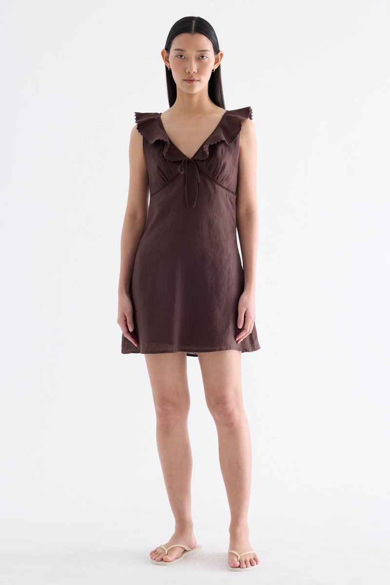 Klaria Ruffle-Collar Bustier Short Dress