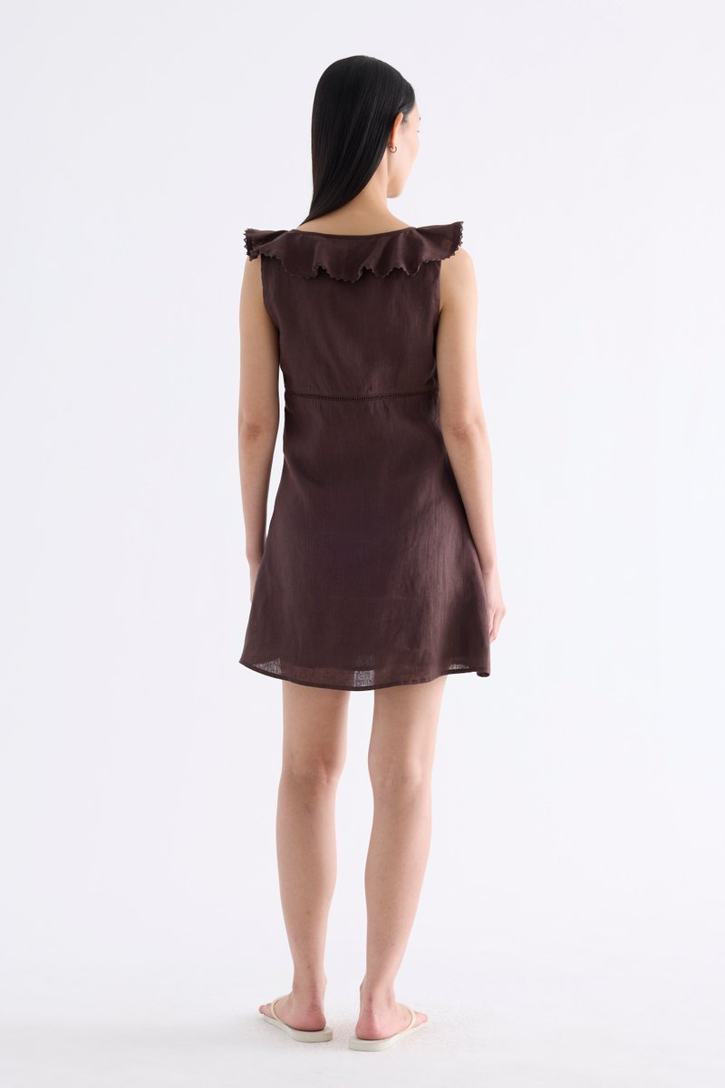 Klaria Ruffle-Collar Bustier Short Dress