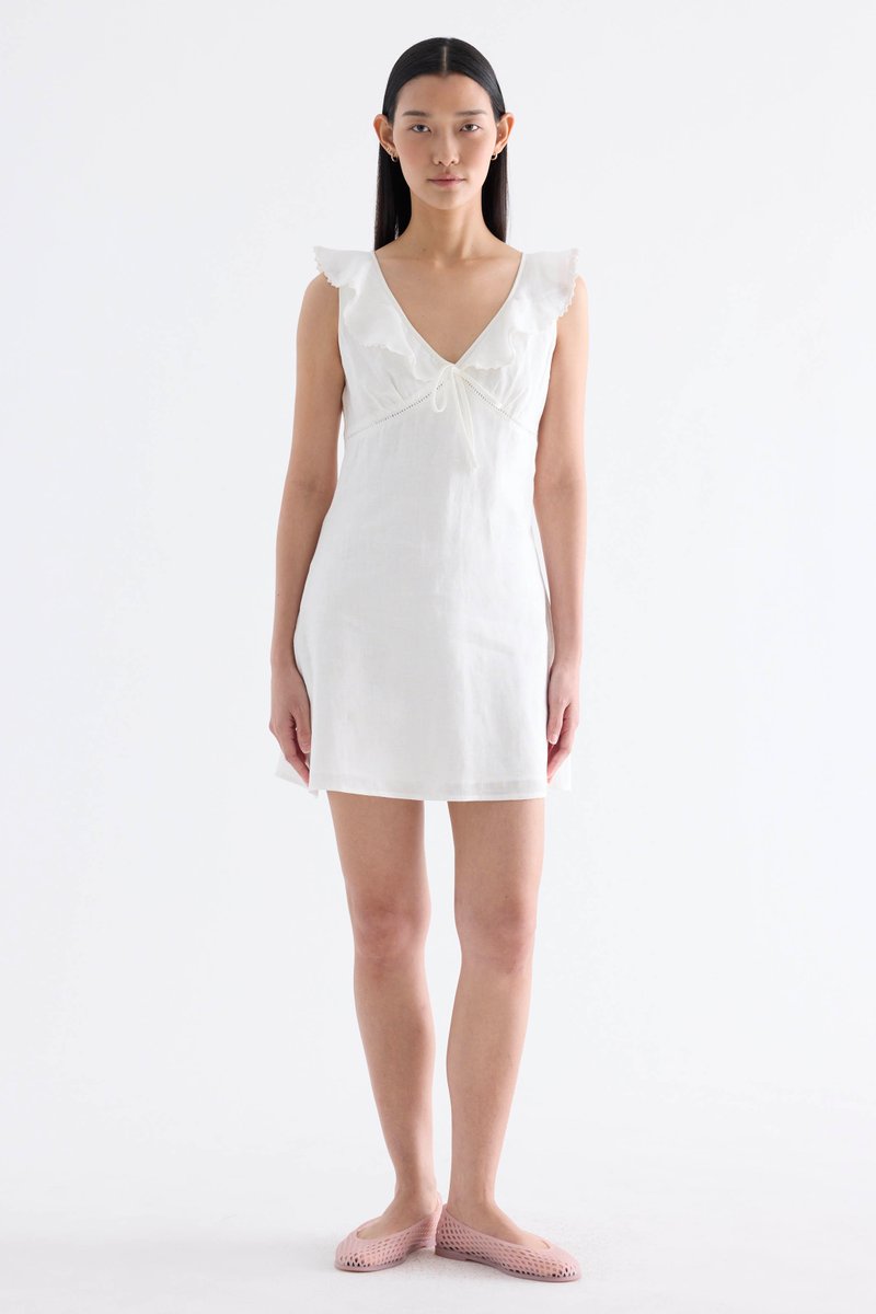 Klaria Ruffle-Collar Bustier Short Dress