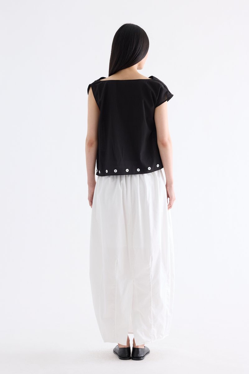 Grace Buttoned Cowl-Neck Top