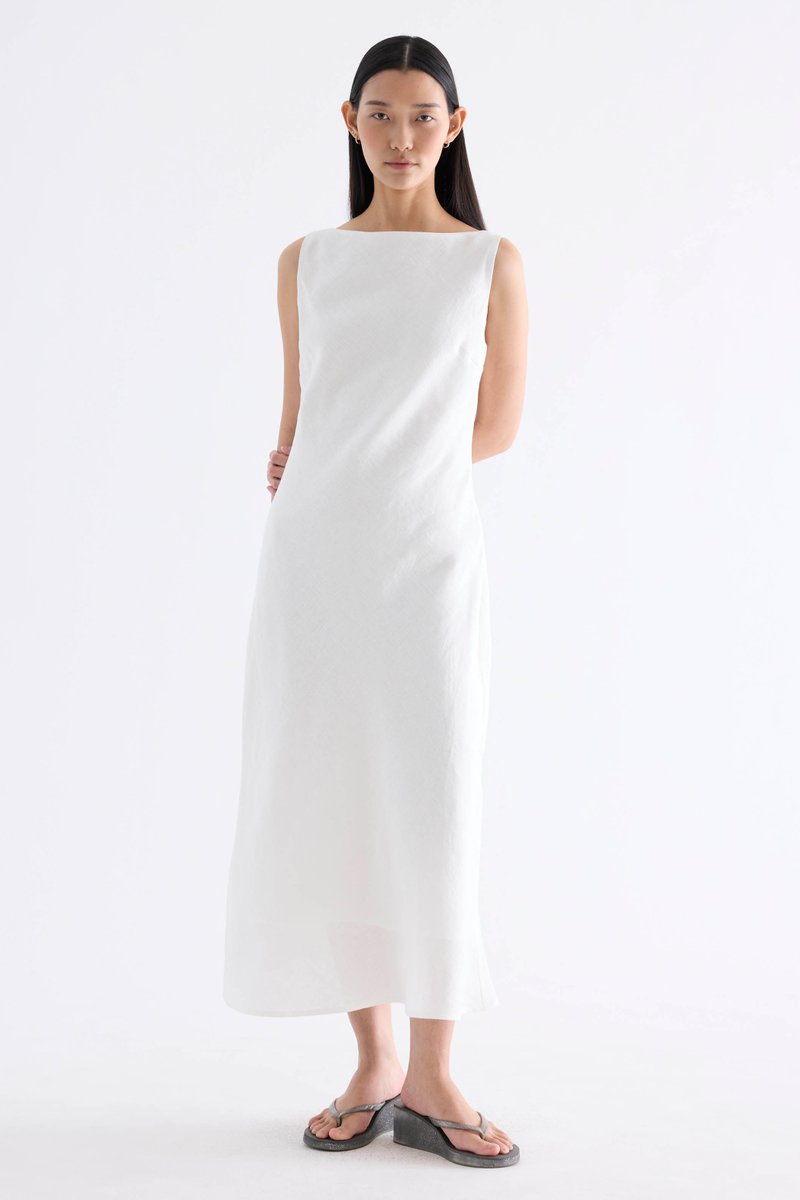 Hazeline Boat-Neck Bias Dress